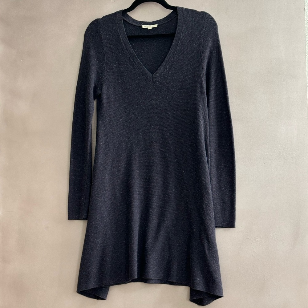 Eileen Fisher Cotton Linen V Neck Sweater Dress